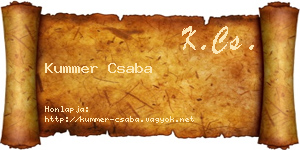 Kummer Csaba névjegykártya